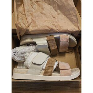 Spenco Sandals Leather Gray Pink Tessa Flats Womens Size 10 D